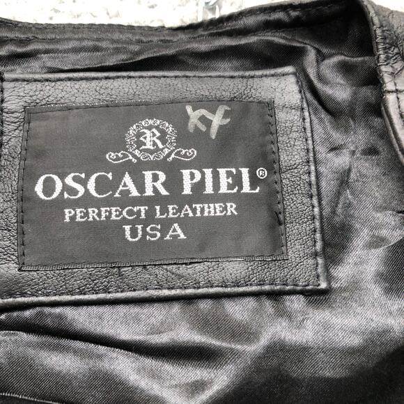 Oscar Piel Perfect Leather USA Flag Motorcycle Vest Mens XL Navy Black Red White - Picture 3 of 9